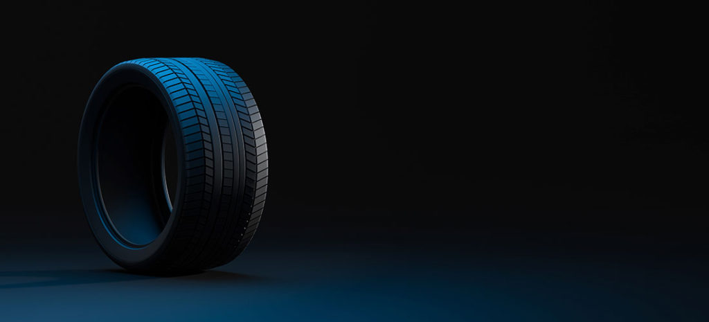 Render 3D de un neumático.